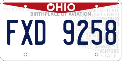 OH license plate FXD9258