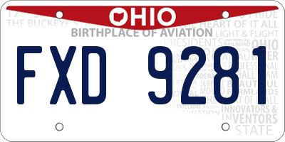 OH license plate FXD9281