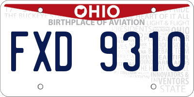 OH license plate FXD9310