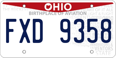 OH license plate FXD9358