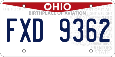 OH license plate FXD9362