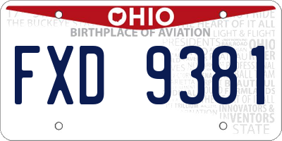 OH license plate FXD9381