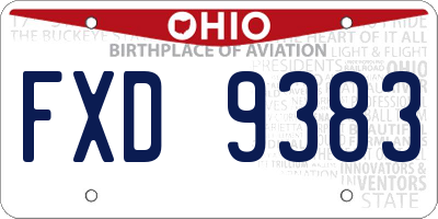 OH license plate FXD9383