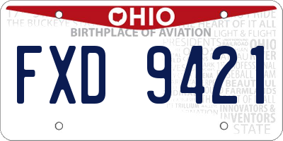 OH license plate FXD9421