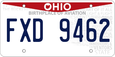 OH license plate FXD9462