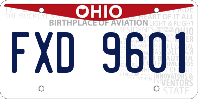 OH license plate FXD9601