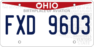 OH license plate FXD9603