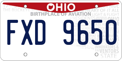 OH license plate FXD9650