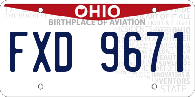 OH license plate FXD9671
