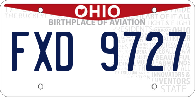 OH license plate FXD9727