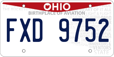 OH license plate FXD9752