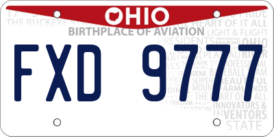 OH license plate FXD9777