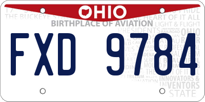 OH license plate FXD9784