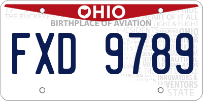 OH license plate FXD9789