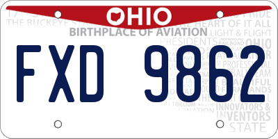 OH license plate FXD9862