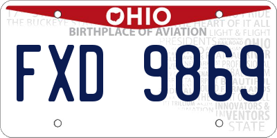 OH license plate FXD9869