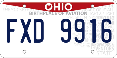 OH license plate FXD9916
