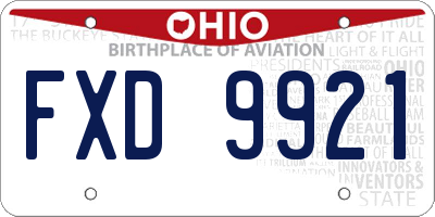 OH license plate FXD9921