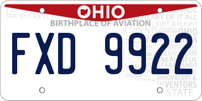 OH license plate FXD9922