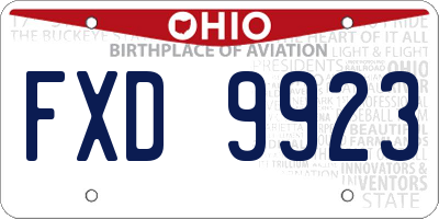 OH license plate FXD9923