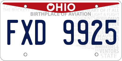 OH license plate FXD9925