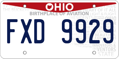 OH license plate FXD9929
