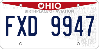 OH license plate FXD9947