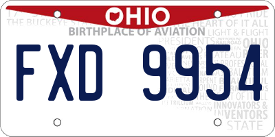 OH license plate FXD9954