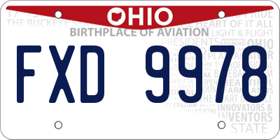 OH license plate FXD9978