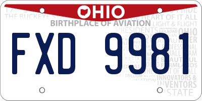 OH license plate FXD9981