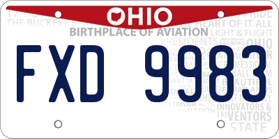 OH license plate FXD9983