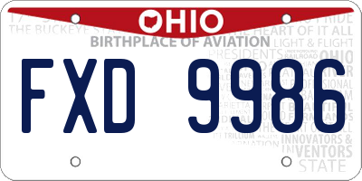 OH license plate FXD9986
