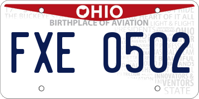 OH license plate FXE0502