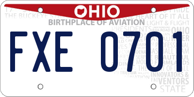 OH license plate FXE0701