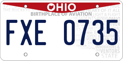 OH license plate FXE0735
