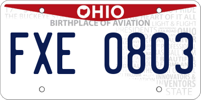 OH license plate FXE0803
