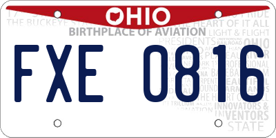 OH license plate FXE0816