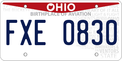 OH license plate FXE0830