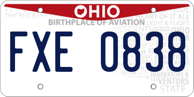 OH license plate FXE0838