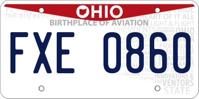 OH license plate FXE0860