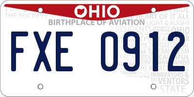 OH license plate FXE0912