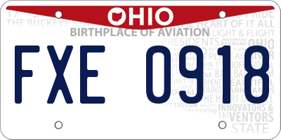 OH license plate FXE0918