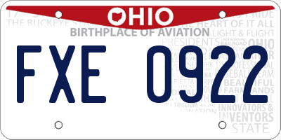 OH license plate FXE0922