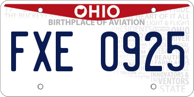 OH license plate FXE0925