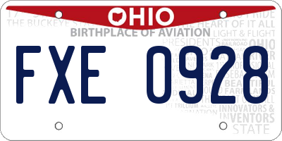 OH license plate FXE0928