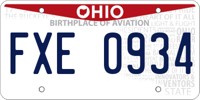 OH license plate FXE0934