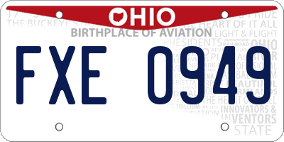 OH license plate FXE0949