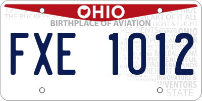 OH license plate FXE1012