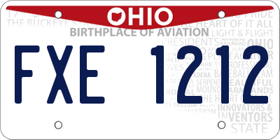 OH license plate FXE1212