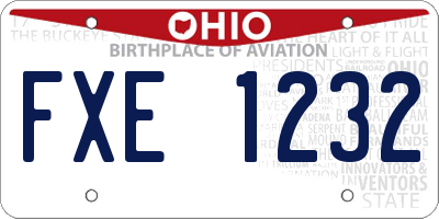 OH license plate FXE1232